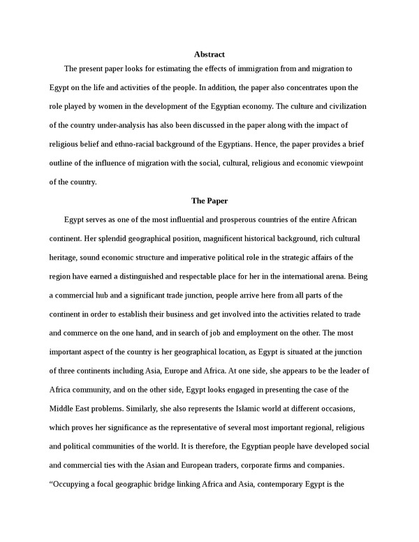 Immigration research paper